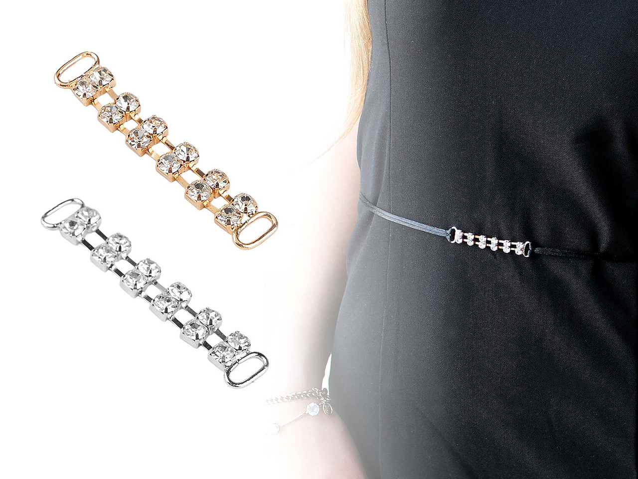 Decorațiune cu strasuri pentru îmbrăcăminte și accesorii 10x50 mm - Argintiu (10 Bucăți)