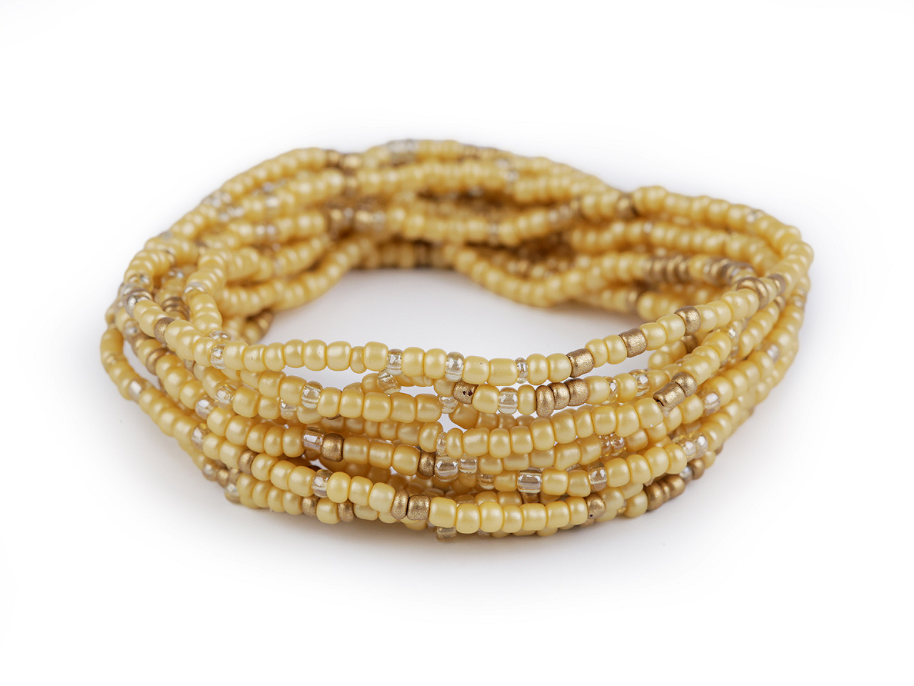 Brățări elastice din mărgele de nisip, set de 12 bucăți - Auriu deschis (1 Set)