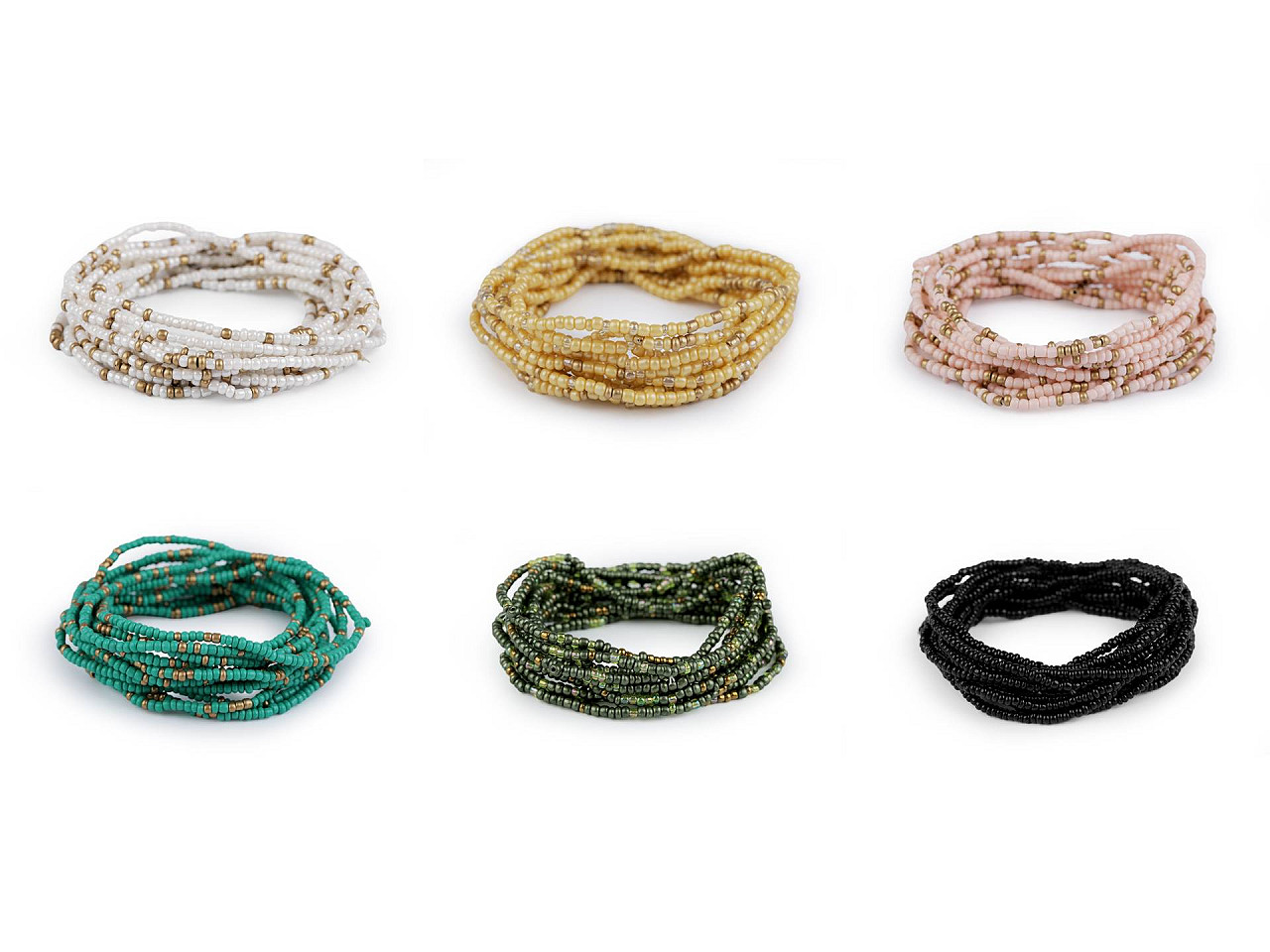 Brățări elastice din mărgele de nisip, set de 12 bucăți - Auriu deschis (1 Set)