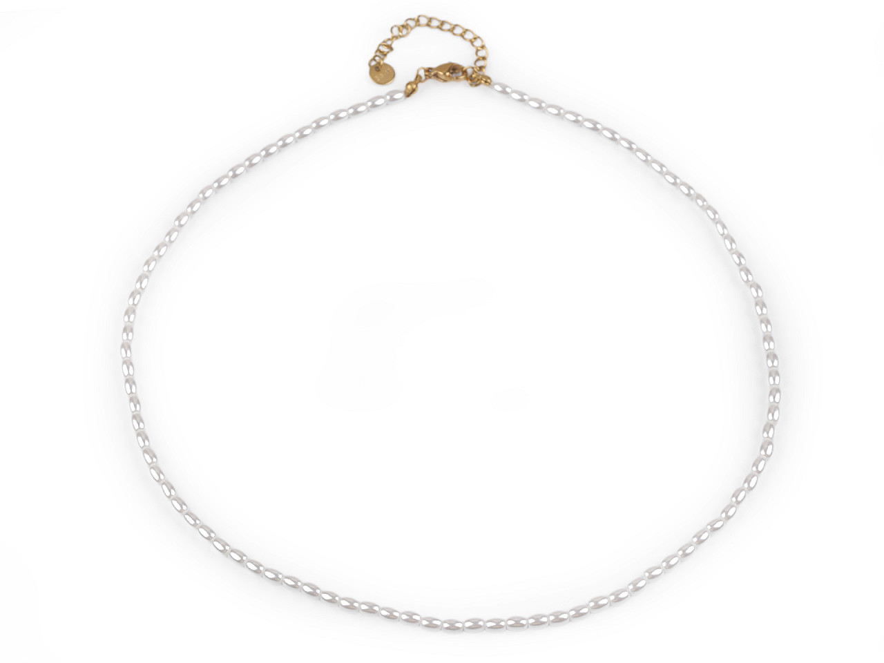 Colier de perle realizat din mărgele în formă bob de orez - Pudrat deschis (1 Bucată)