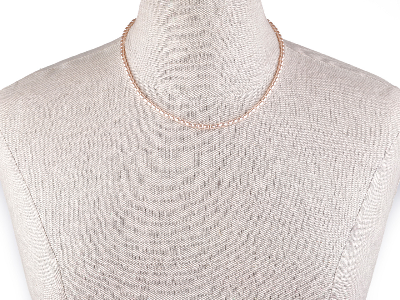 Colier de perle realizat din mărgele în formă bob de orez - Pudrat deschis (1 Bucată)