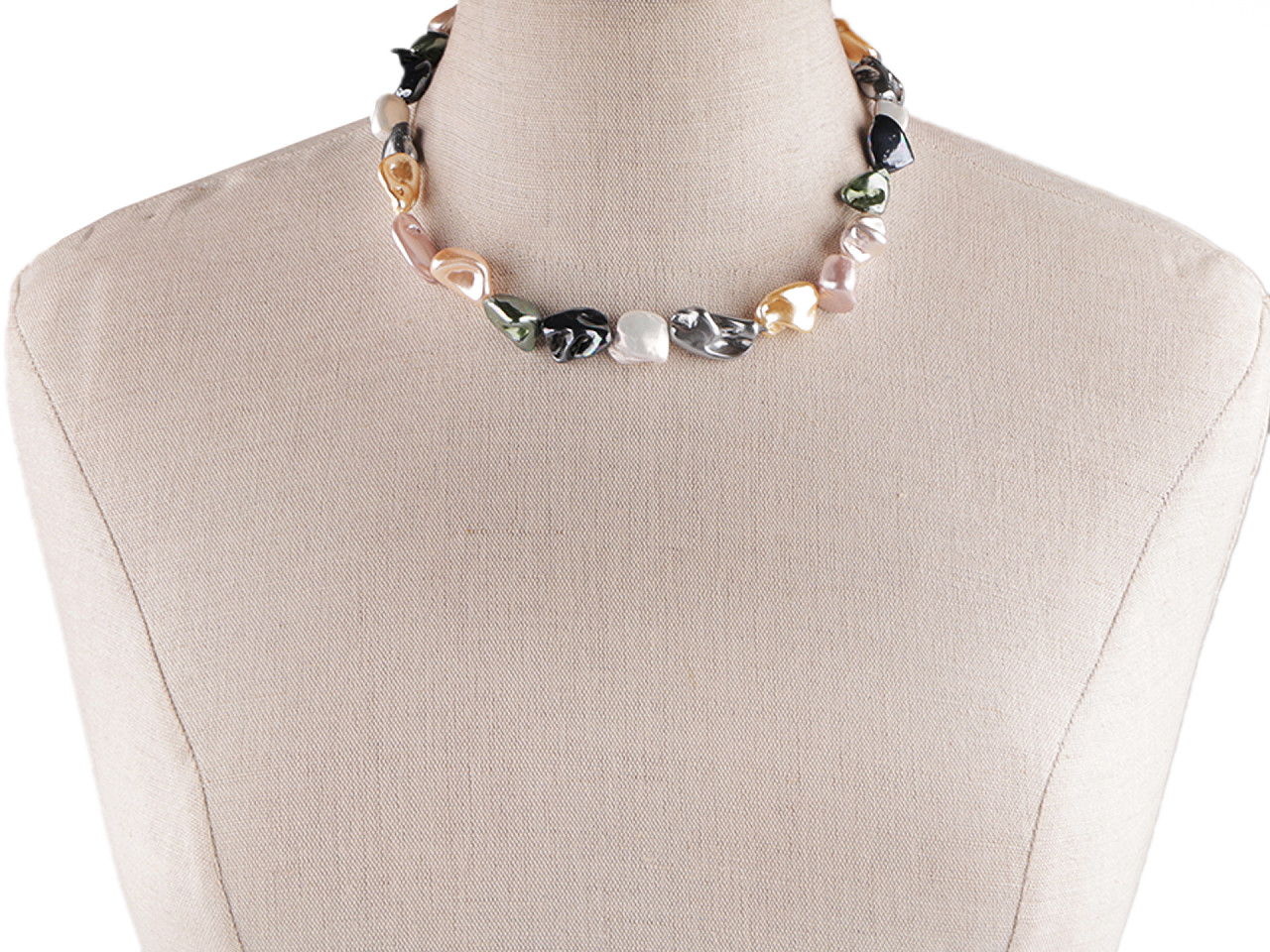 Colier de perle realizat din fragmente de scoici - Gri albăstrui deschis (1 Bucată)