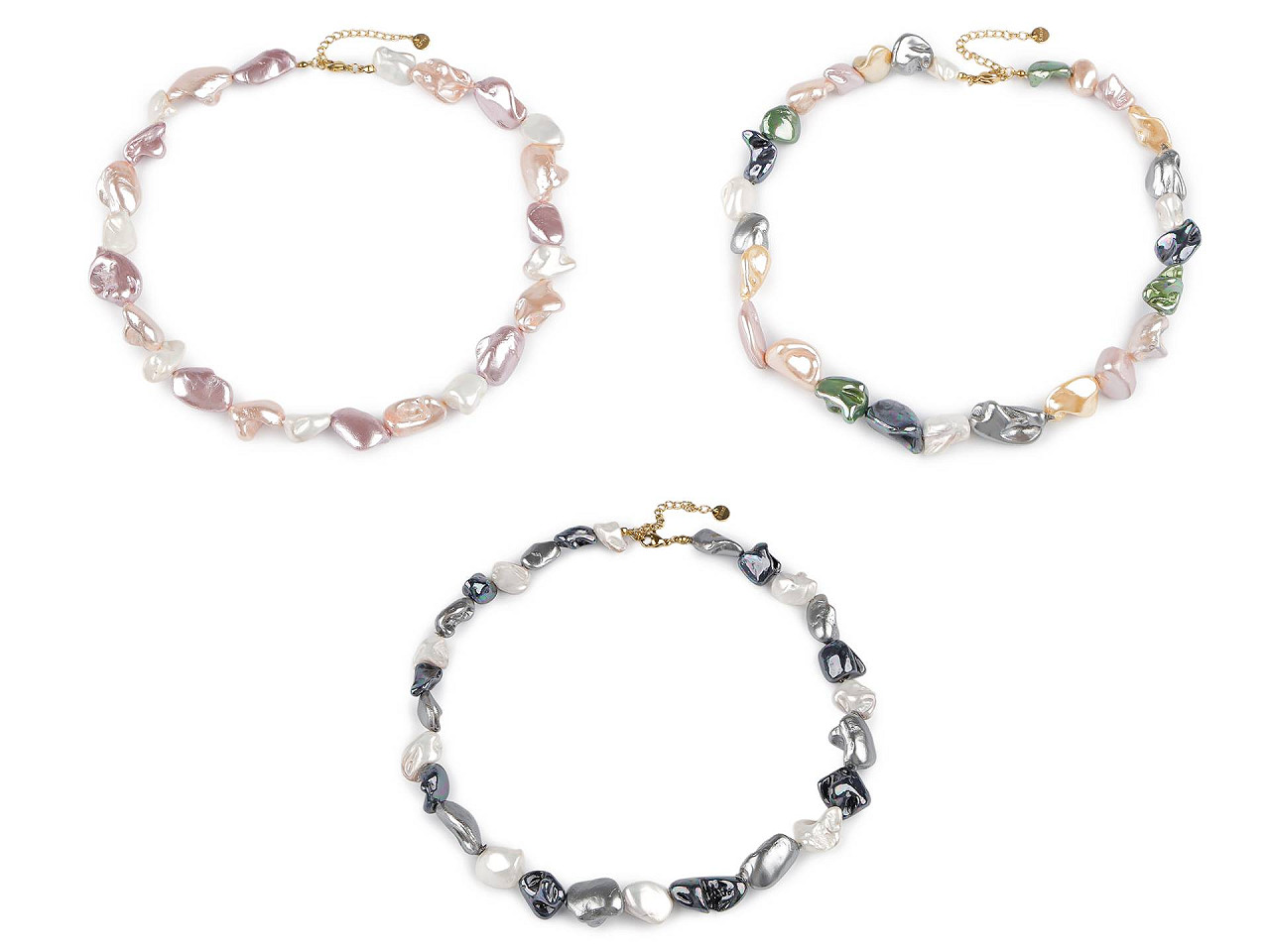 Colier de perle realizat din fragmente de scoici - Gri albăstrui deschis (1 Bucată)