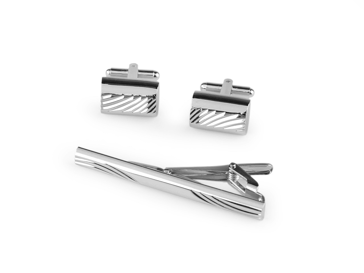 Butoni de manșetă și ac de cravată în cutie cadou - Platinum (1 Cutie)