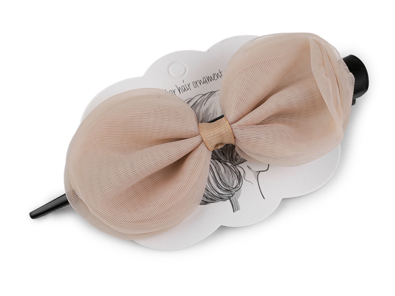 Agrafă de păr cu fundă - Negru (1 Bucată)