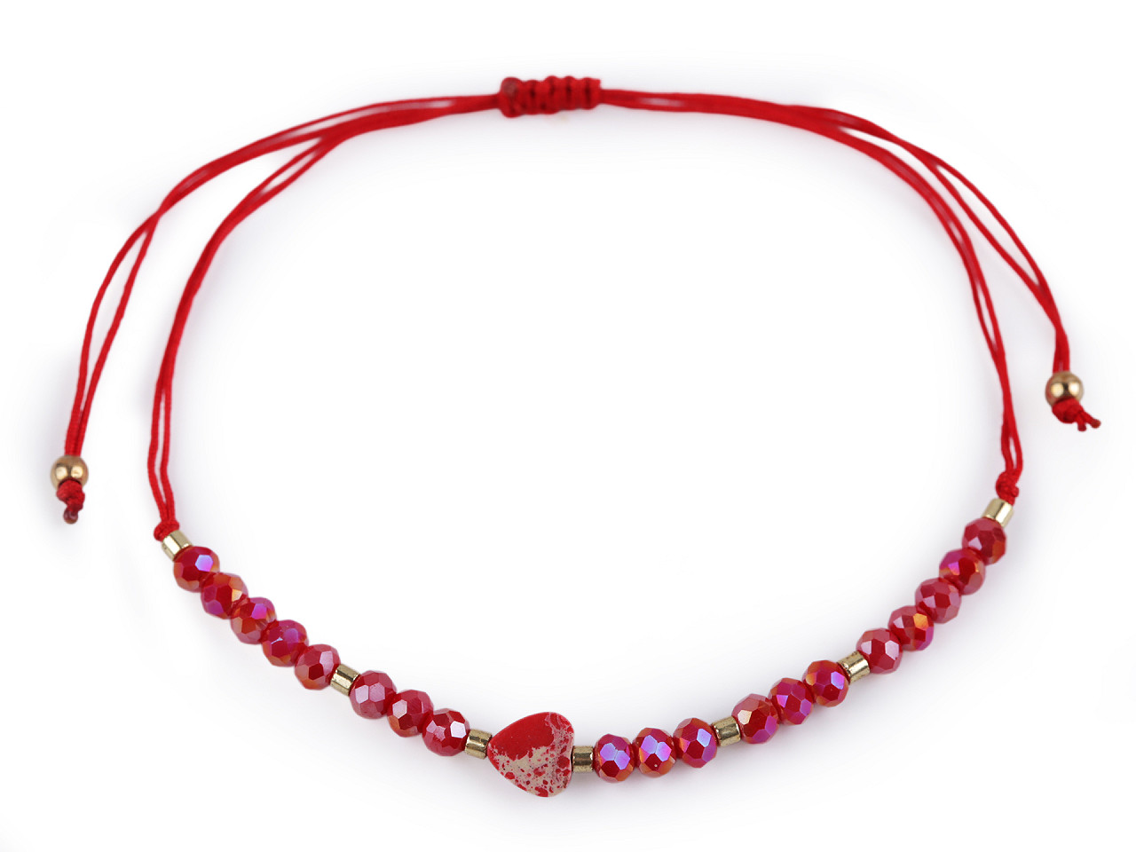 Brățară shamballa cu inimă și strasuri efect ab - Alb (1 Bucată)