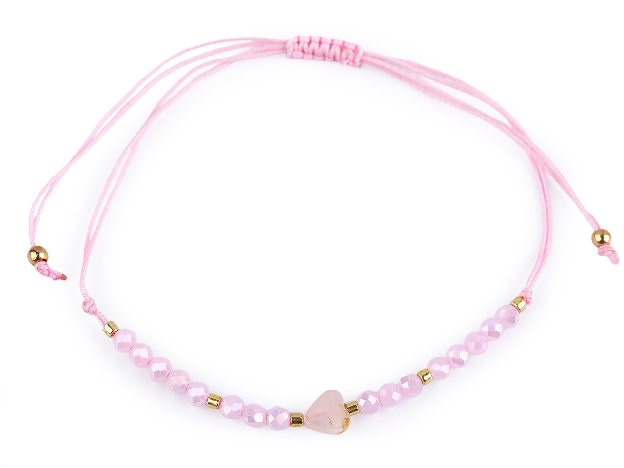 Brățară shamballa cu inimă și strasuri efect ab - Alb (1 Bucată)