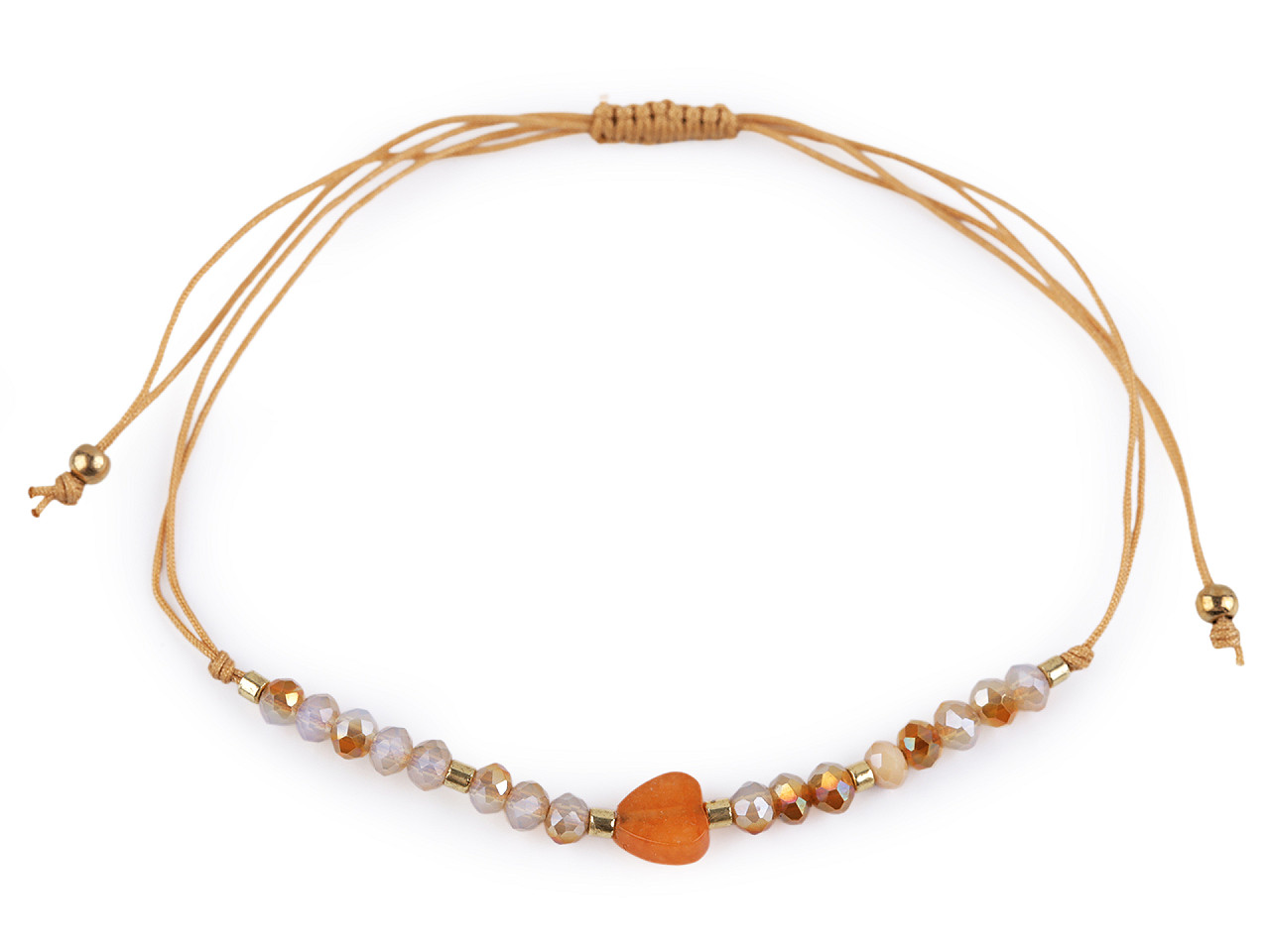 Brățară shamballa cu inimă și strasuri efect ab - Alb (1 Bucată)