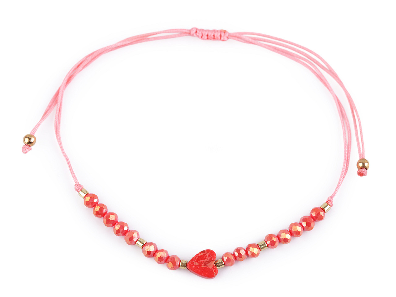 Brățară shamballa cu inimă și strasuri efect ab - Alb (1 Bucată)