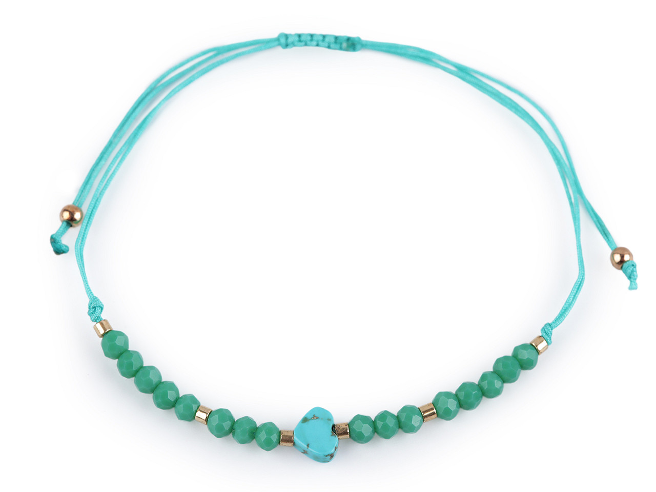 Brățară shamballa cu inimă și strasuri efect ab - Alb (1 Bucată)