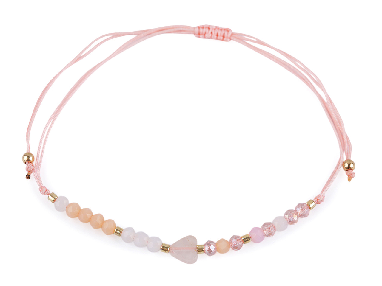 Brățară shamballa cu inimă și strasuri efect ab - Alb (1 Bucată)