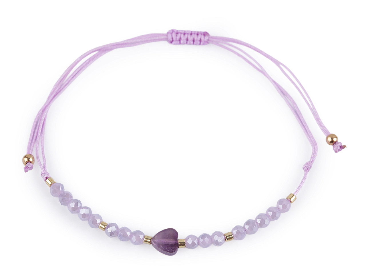 Brățară shamballa cu inimă și strasuri efect ab - Alb (1 Bucată)