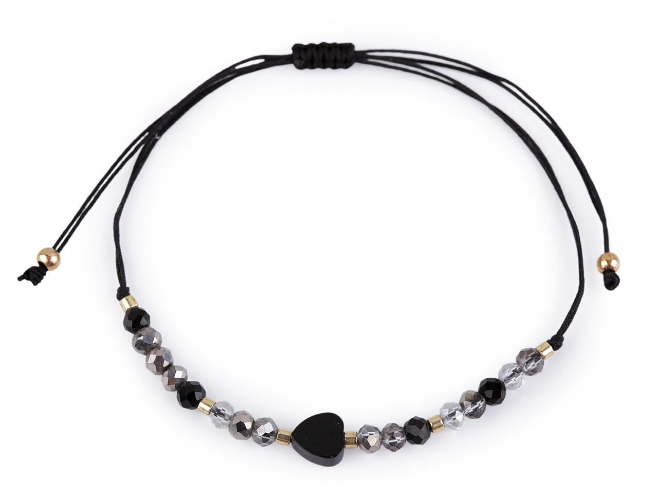 Brățară shamballa cu inimă și strasuri efect ab - Alb (1 Bucată)