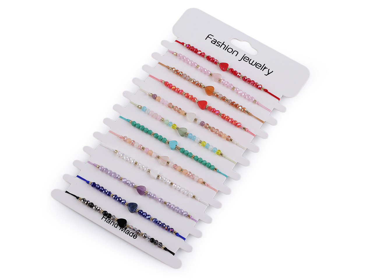 Brățară shamballa cu inimă și strasuri efect ab - Alb (1 Bucată)