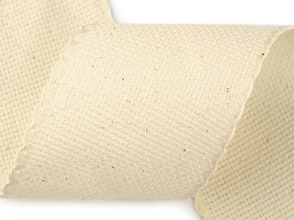 Bandă de etamină pentru brodat, lățime 70 mm - Alb natural (1 Metru)