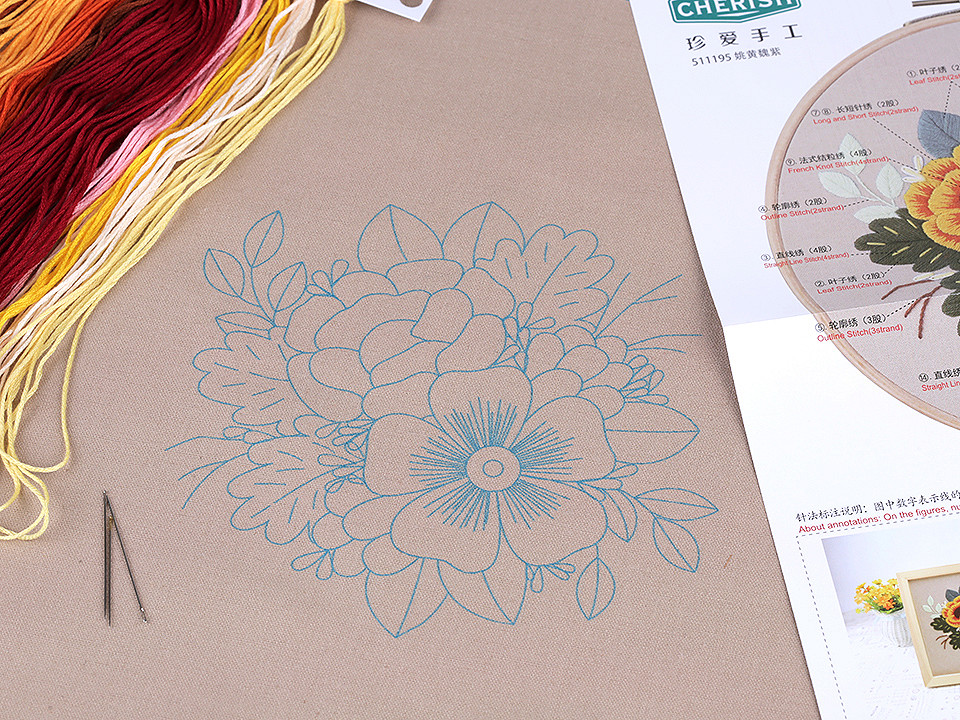 Set pentru brodat cu imprimeu - Conform imaginii (1 Set)