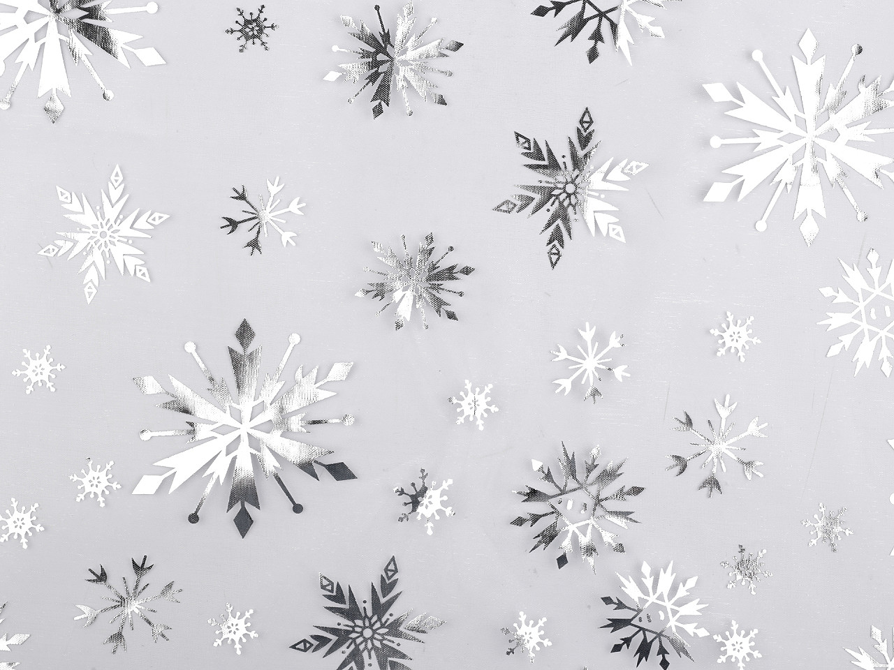 Organza cu fulgi de zăpadă - Transparent (1 Metru)