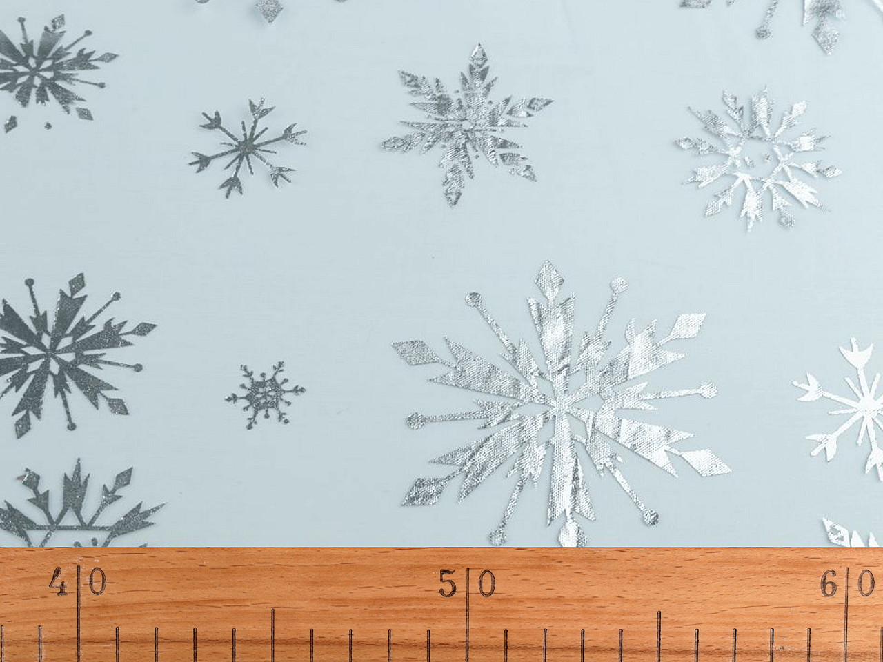 Organza cu fulgi de zăpadă - Transparent (1 Metru)
