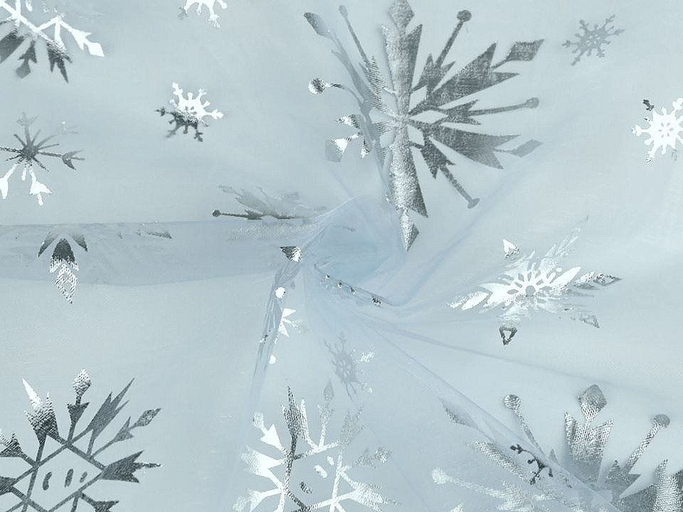 Organza cu fulgi de zăpadă - Transparent (1 Metru)