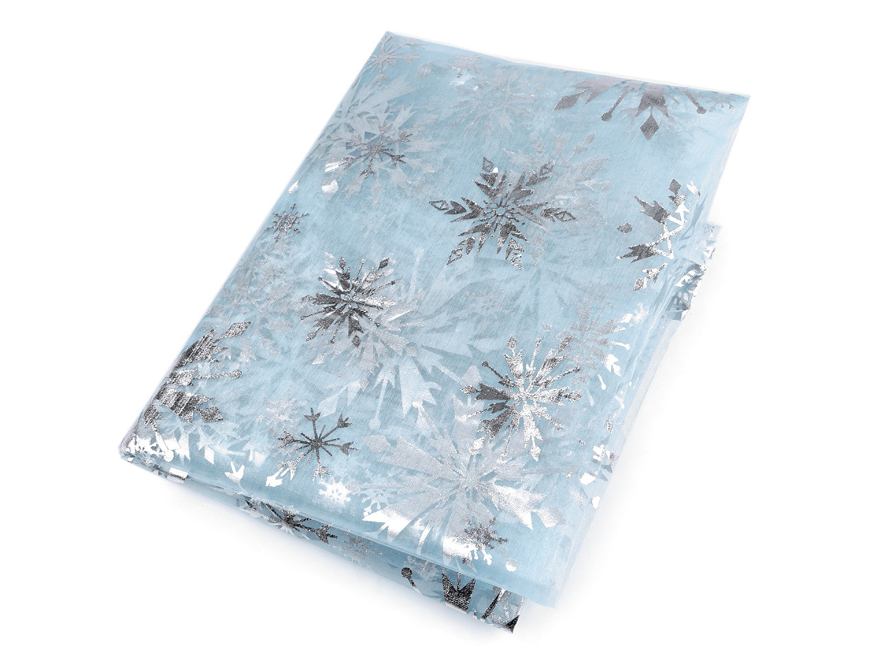 Organza cu fulgi de zăpadă - Transparent (1 Metru)