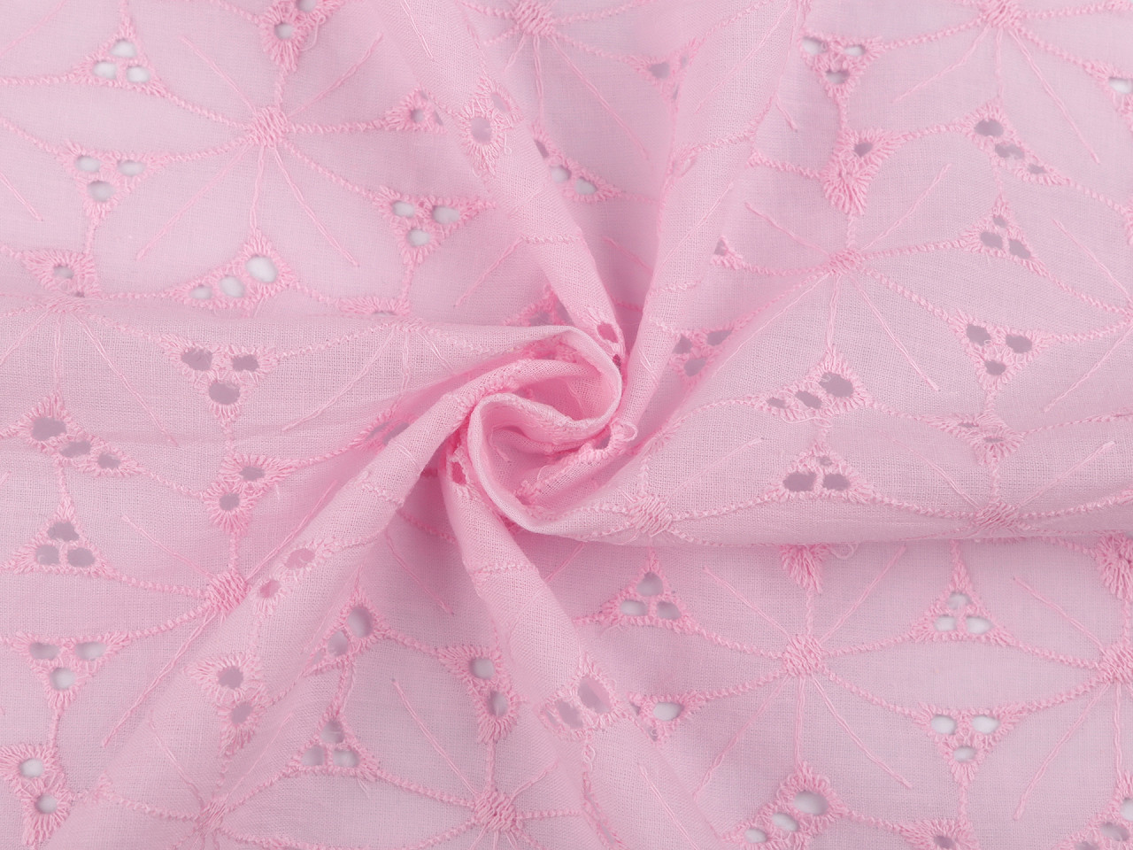 Dantelă madeira de bumbac cu broderie - Alb (1 Metru)