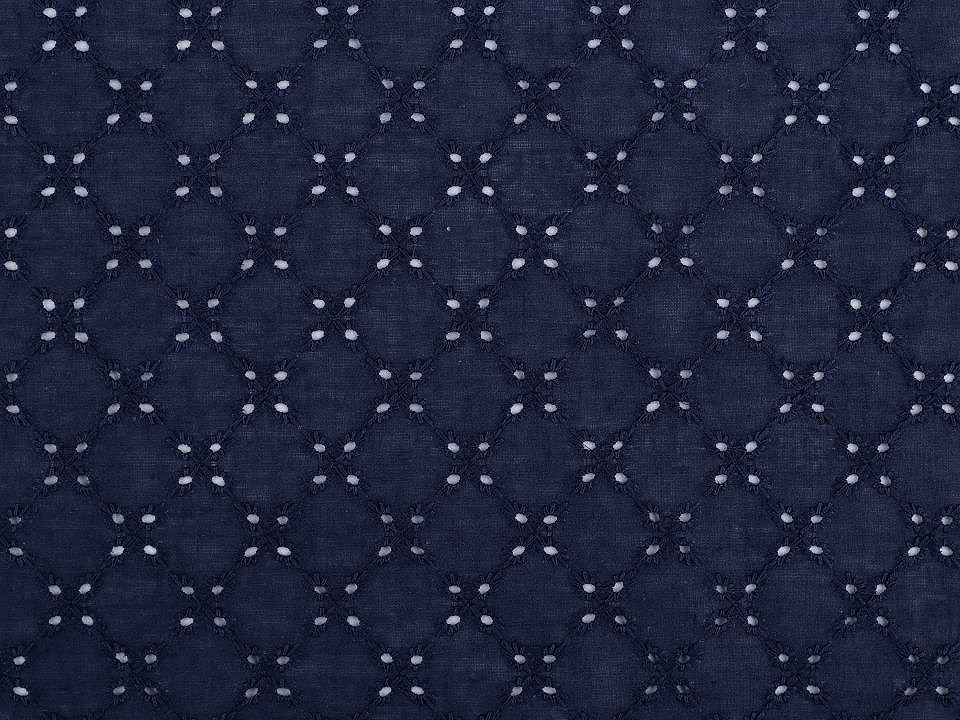 Madeira de bumbac cu broderie florală - Negru (1 Metru)