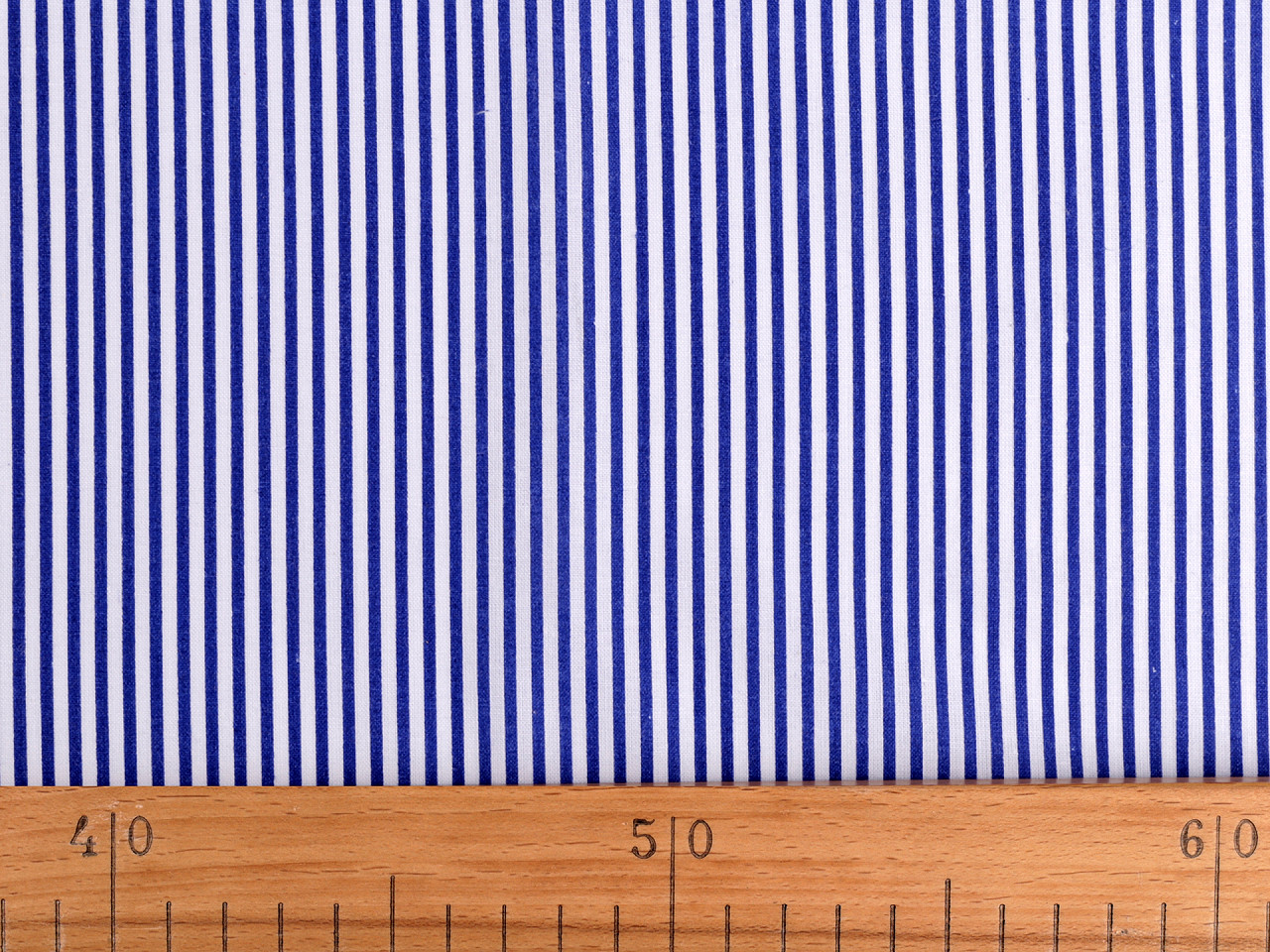 Bumbac imprimat cu dungi - Albastru delta (1 Metru)