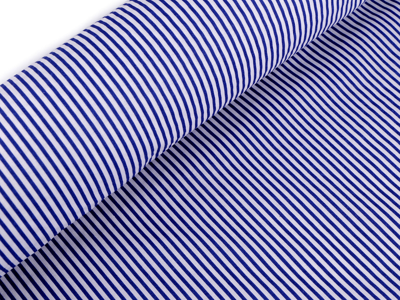 Bumbac imprimat cu dungi - Albastru delta (1 Metru)