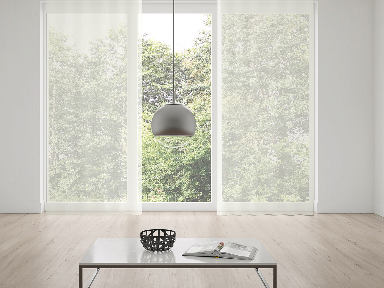 Voal / perdea cu bordură plumb,  276 cm - Alb (1 Metru)