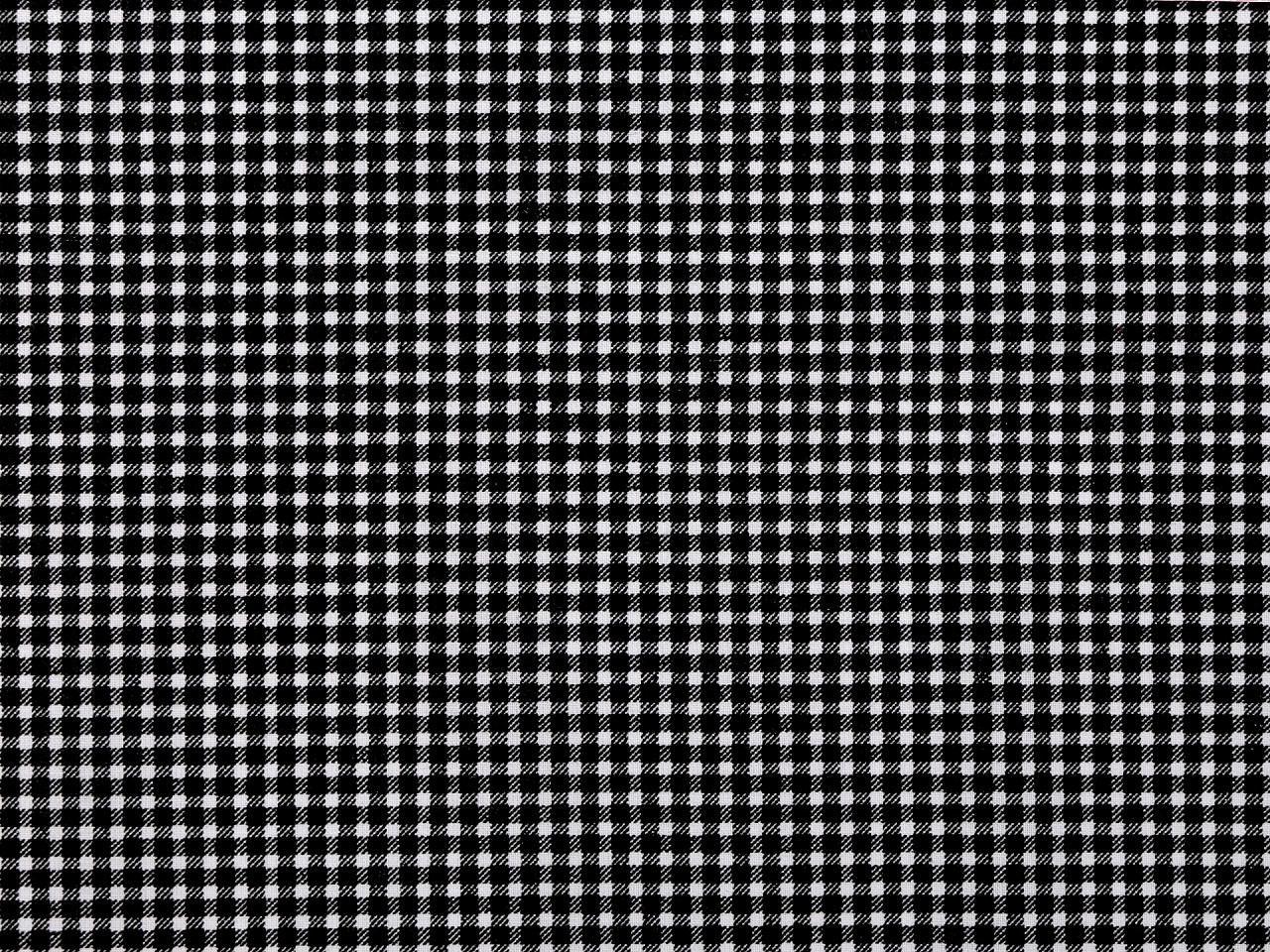 Bumbac imprimat carouri - Negru (1 Metru)