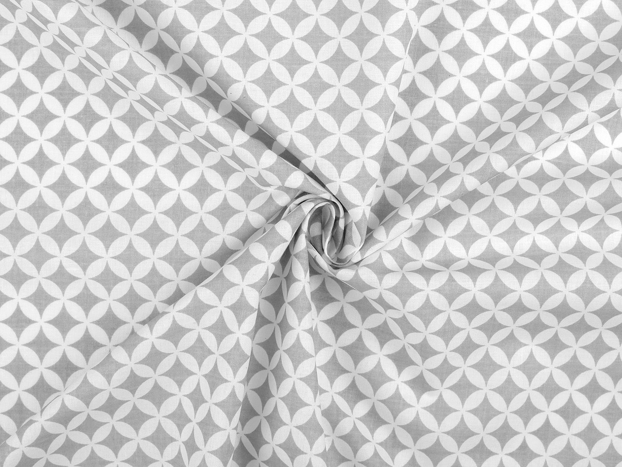 Bumbac imprimat, motiv cercuri - Negru (1 Metru)