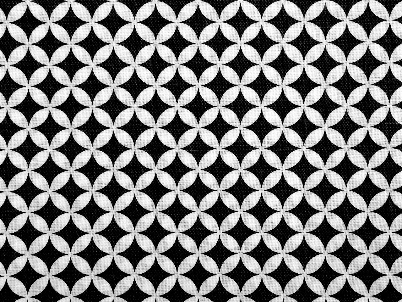 Bumbac imprimat, motiv cercuri - Negru (1 Metru)