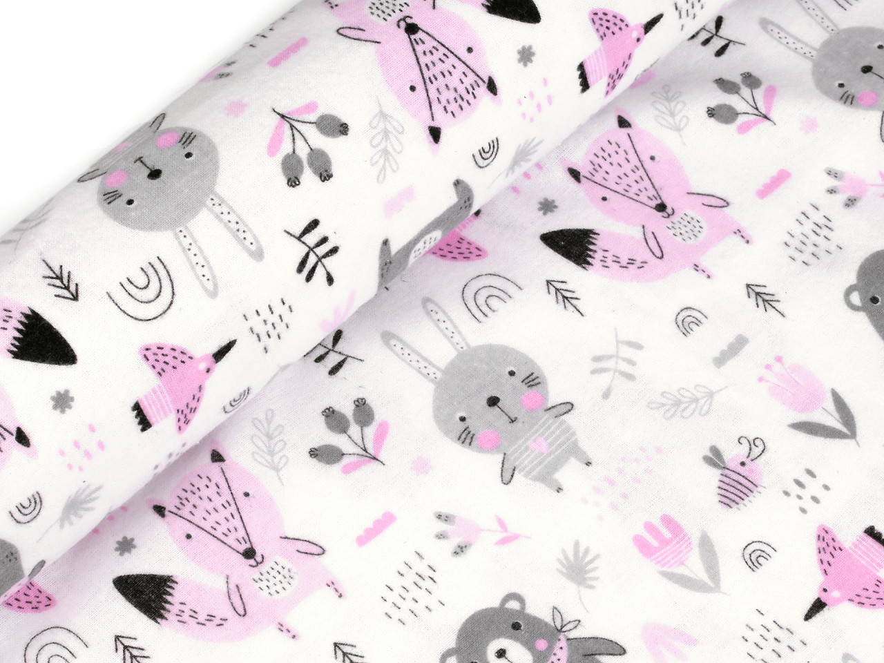 Bumbac flanelat, motiv animale - Albastru închis (1 Metru)