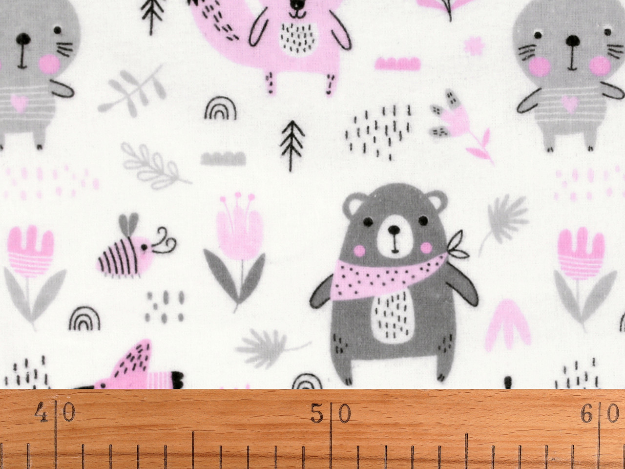 Bumbac flanelat, motiv animale - Albastru închis (1 Metru)