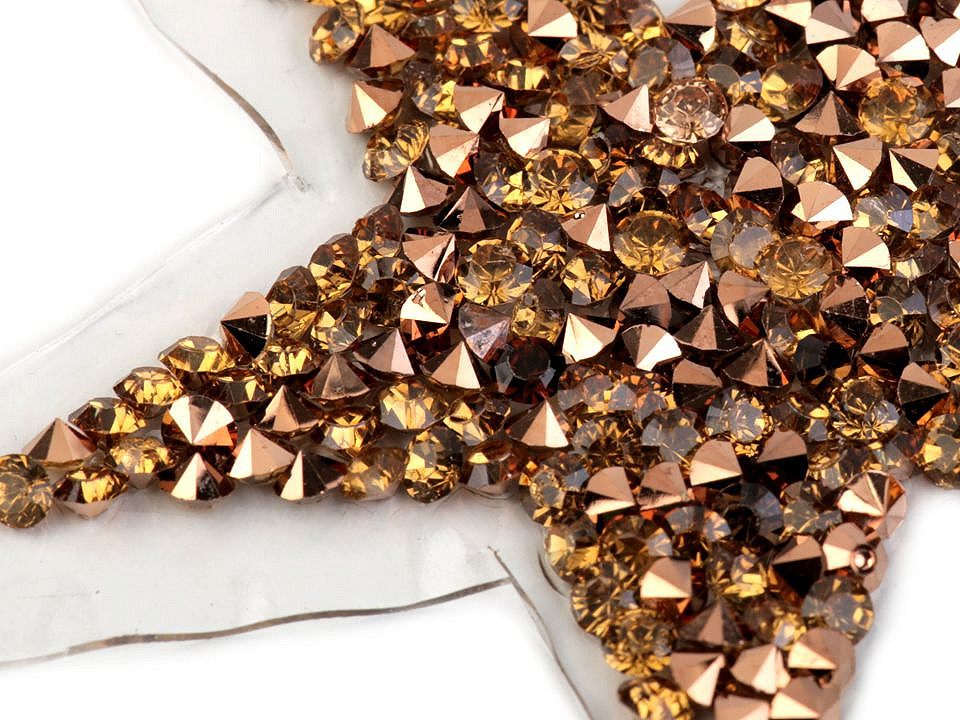 Aplicație termoadezivă - stea cu strasuri - Negru (4 Bucăți)