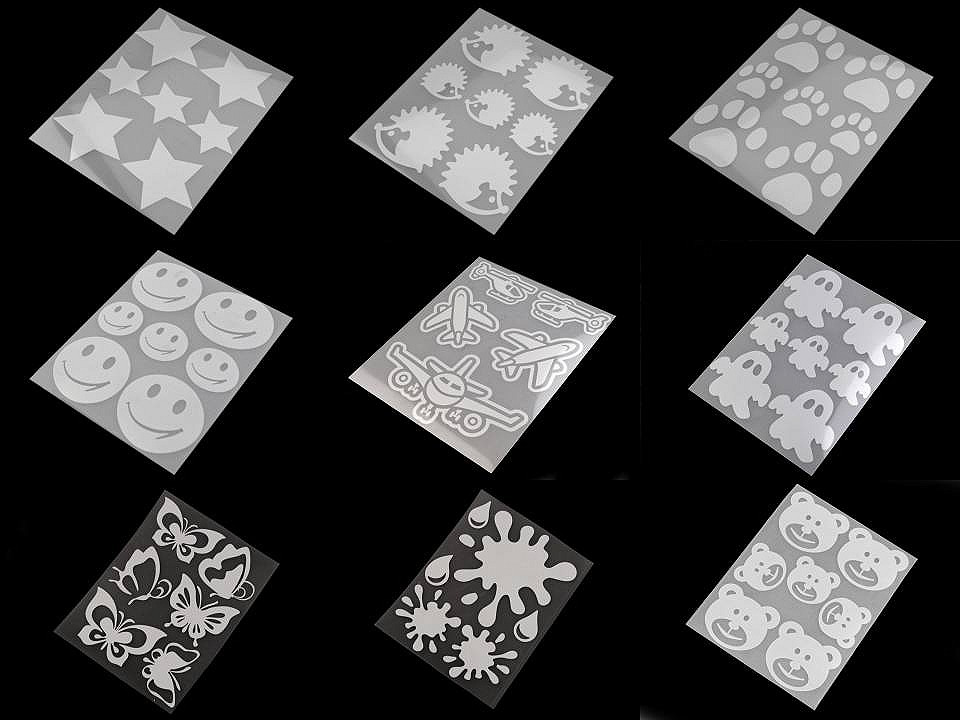 Aplicații termoadezive reflectorizante, diverse modele - Gri perlă (1 Sac)