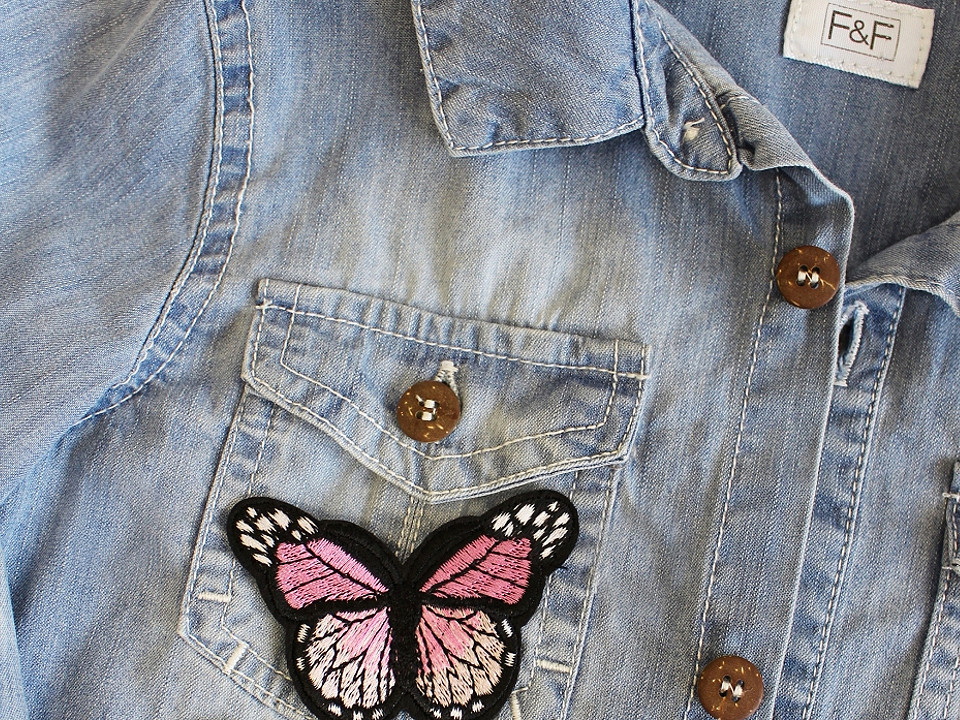 Aplicație termoadezivă - fluture - Galben deschis (1 Bucată)