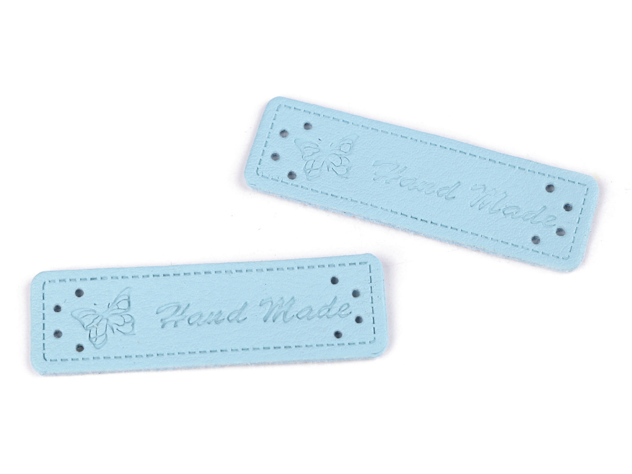 Eticheta piele hand made, 15x50 mm - Roșu (5 Bucăți)