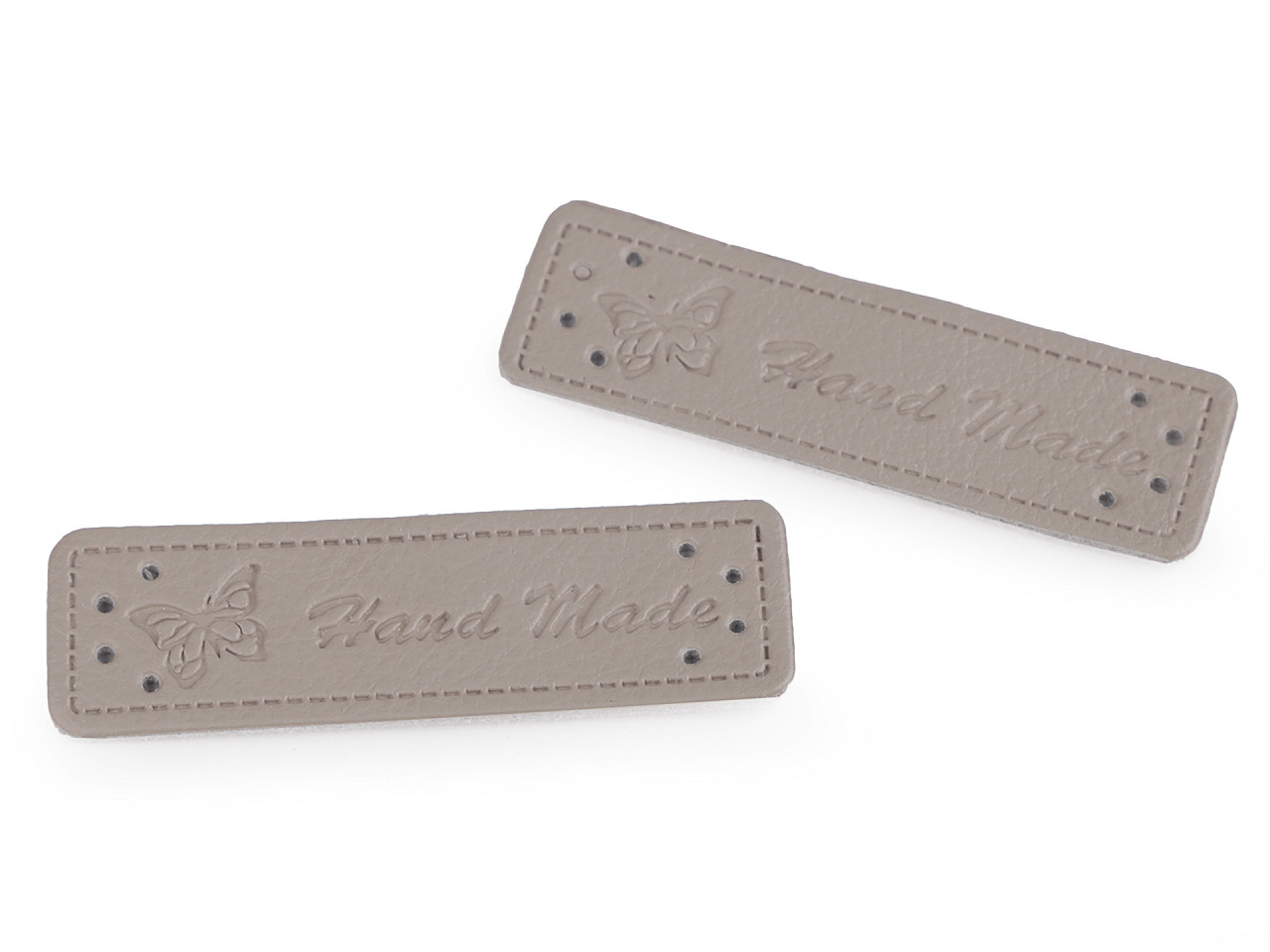 Eticheta piele hand made, 15x50 mm - Roșu (5 Bucăți)