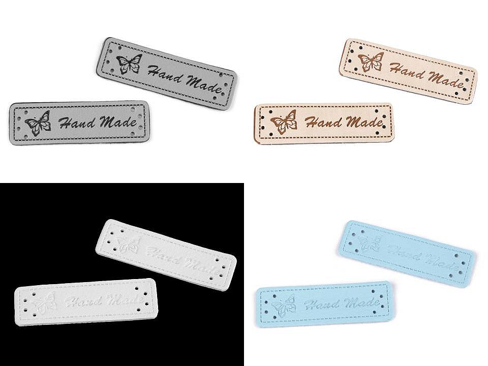 Eticheta piele hand made, 15x50 mm - Roșu (5 Bucăți)