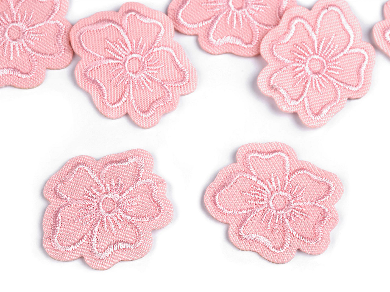 Aplicație termoadezivă brodată - floare - Roz deschis (10 Bucăți)