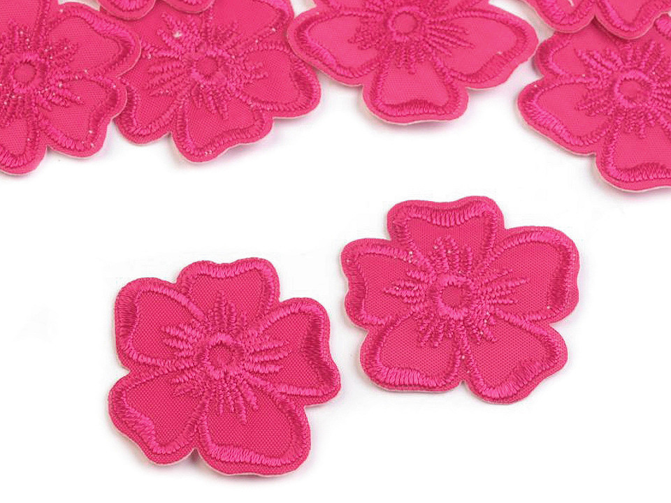 Aplicație termoadezivă brodată - floare - Roz deschis (10 Bucăți)