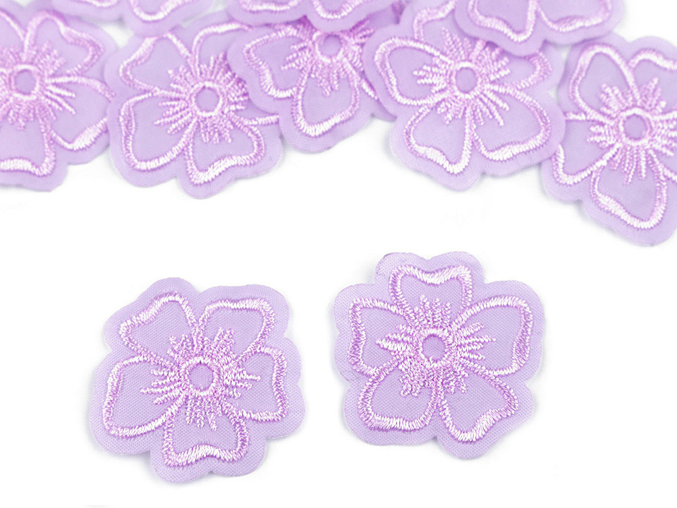Aplicație termoadezivă brodată - floare - Roz deschis (10 Bucăți)
