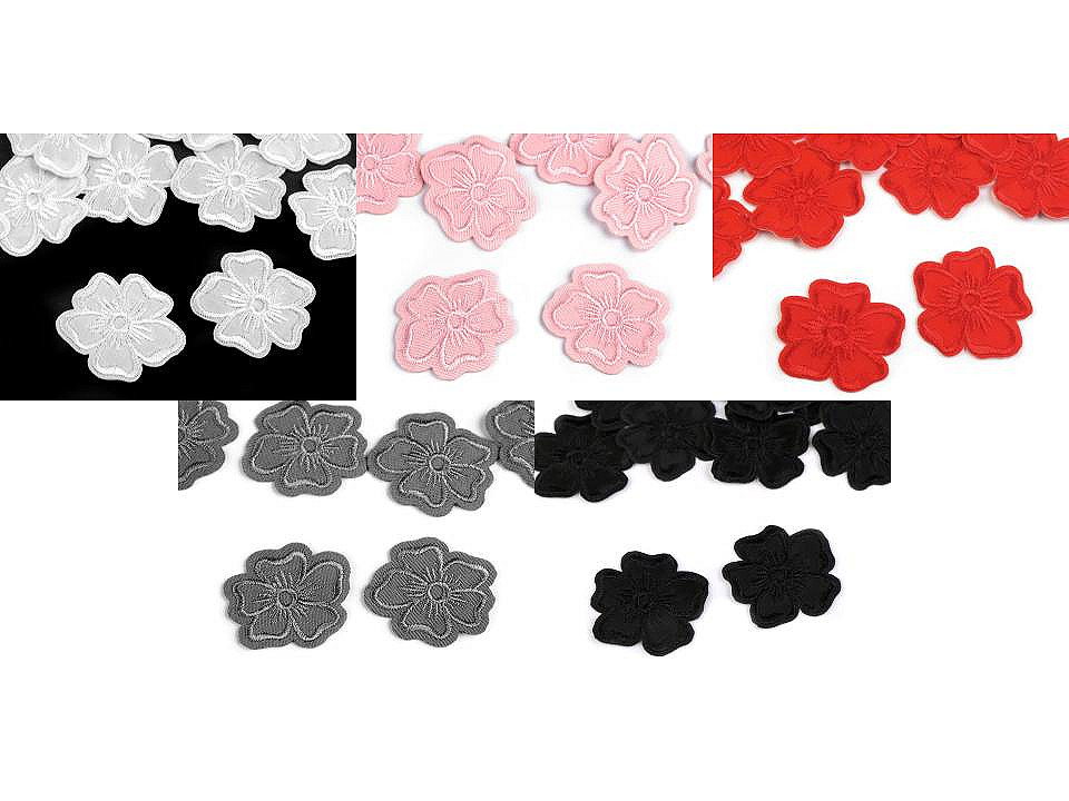 Aplicație termoadezivă brodată - floare - Roz deschis (10 Bucăți)