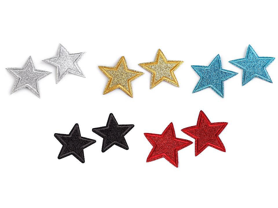 Aplicație termoadezivă - stea cu paiete - Argintiu (10 Bucăți)