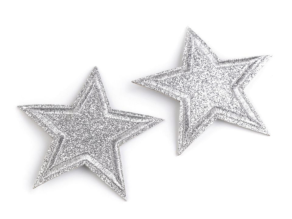 Aplicație termoadezivă - stea cu paiete - Argintiu (10 Bucăți)