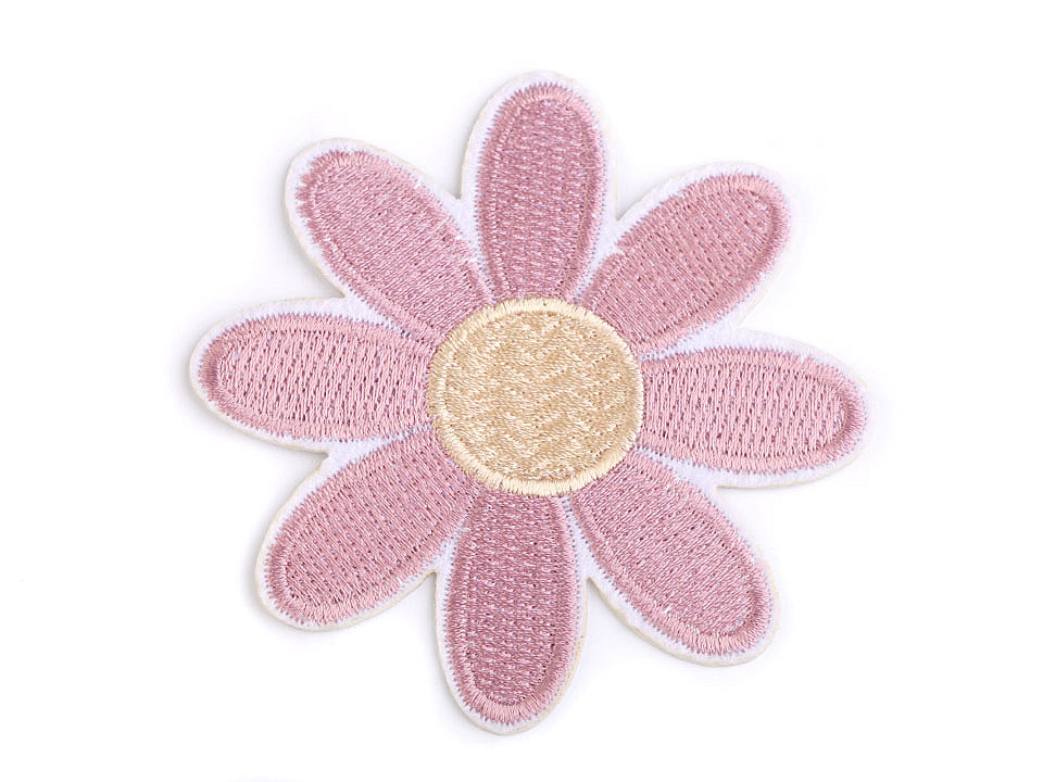 Aplicație termoadezivă - floare - Roz mediu (1 Bucată)