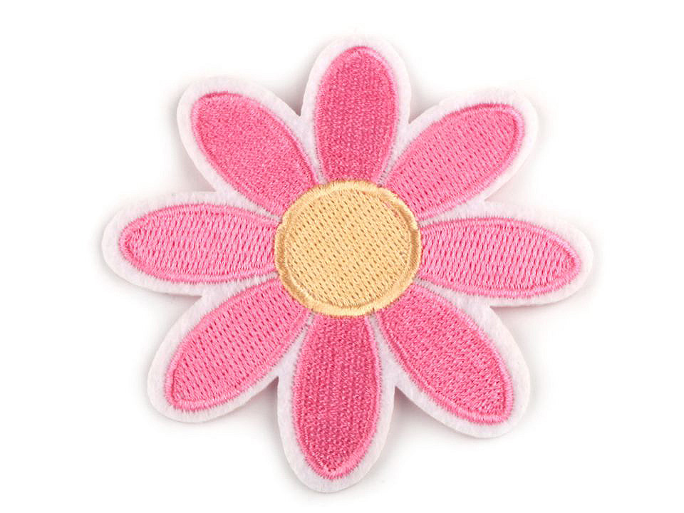 Aplicație termoadezivă - floare - Roz mediu (1 Bucată)