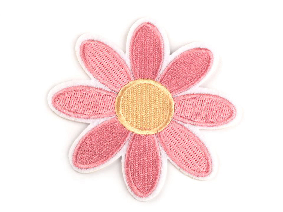 Aplicație termoadezivă - floare - Roz mediu (1 Bucată)