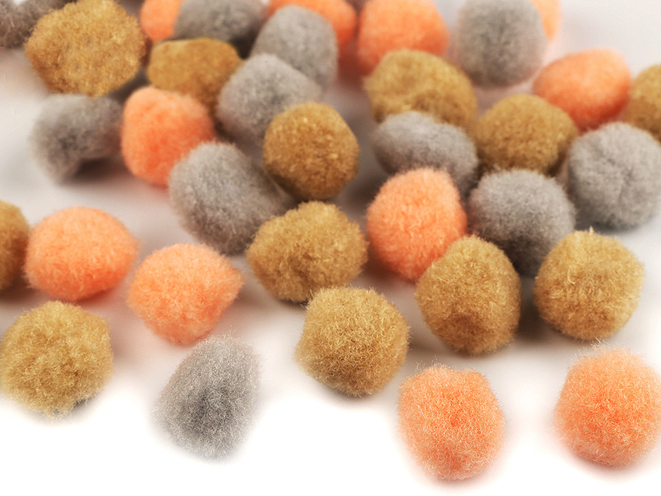 Pompoane mix culori, ø20 mm - Negru (1 Sac)